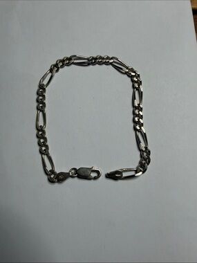 Women’s Silver Figaro Link Bracelet - Classic Chain Style stamped Italy 925 6.2g
